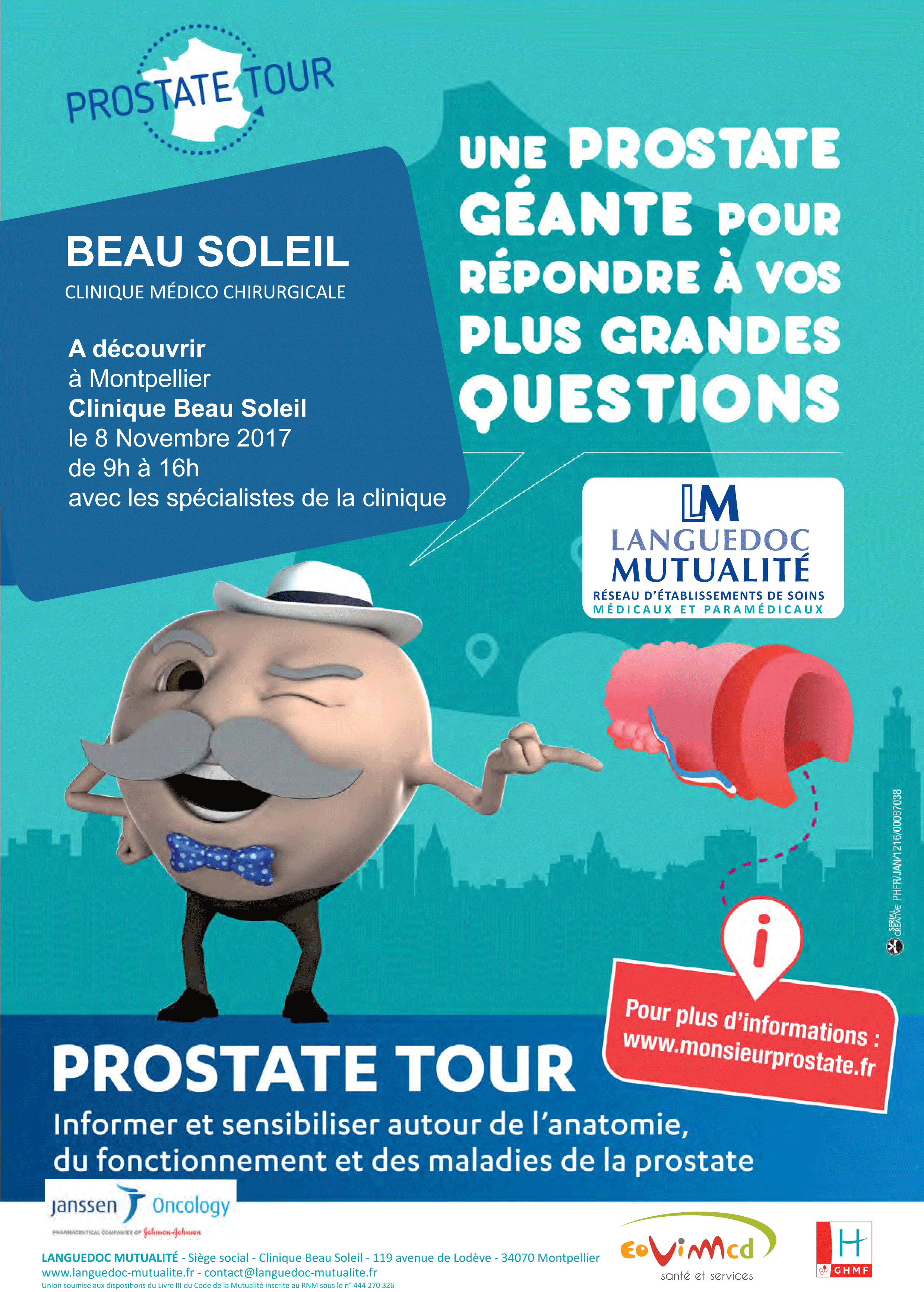 Prostate tour à la clinique Beausoleil de Montpellier ANAMACaP