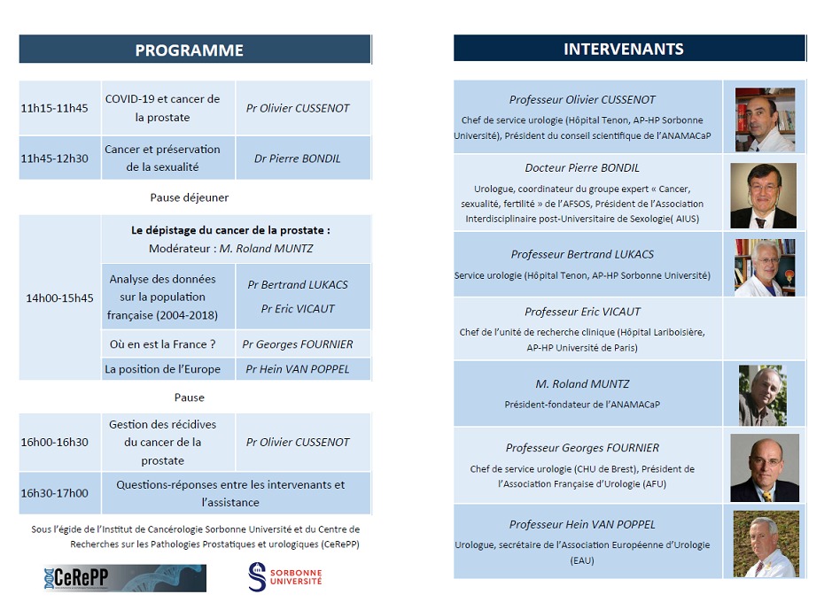 Programme de la 19ème journée scientifiques médecins patients de l'ANAMACaP